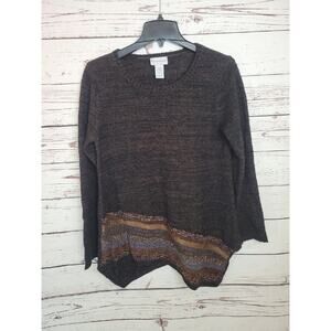 Soft Surroundings Raku Brown Asymmetric Hem Tunic Pullover Sweater Womens SZ PM